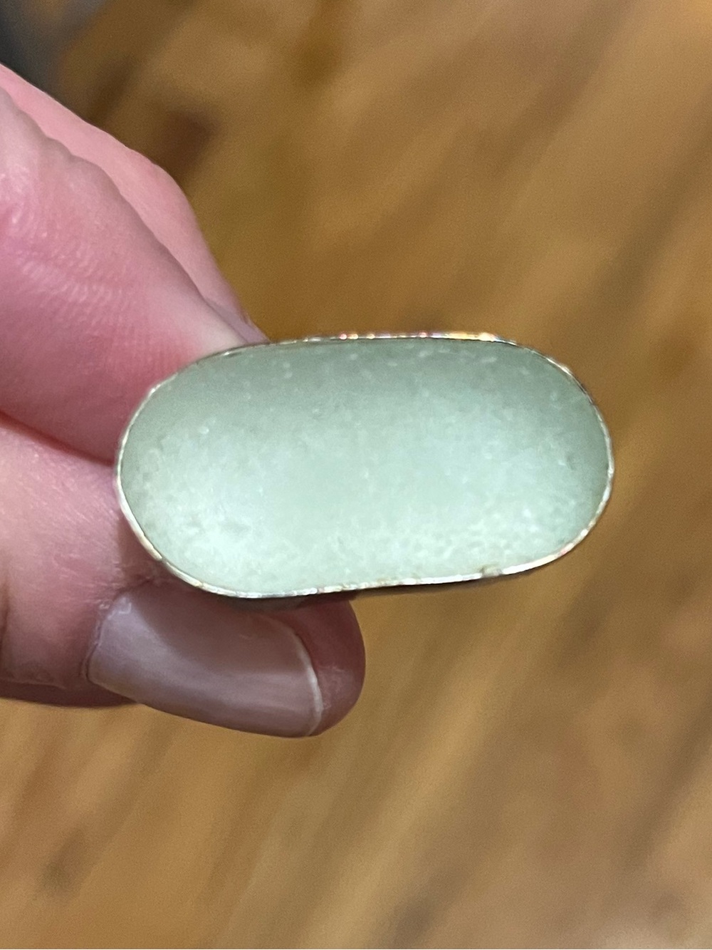 925 Sea Glass Bezel Set Sea Foam Ring Size 9 Heavyweight